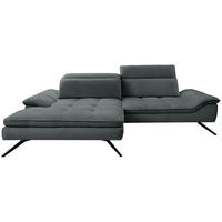 ECKSOFA in Webstoff Dunkelgrau  179-202/288 cm  - Dunkelgrau/Schwarz, Design, Textil/Metall (179-202/288cm) - Stylife