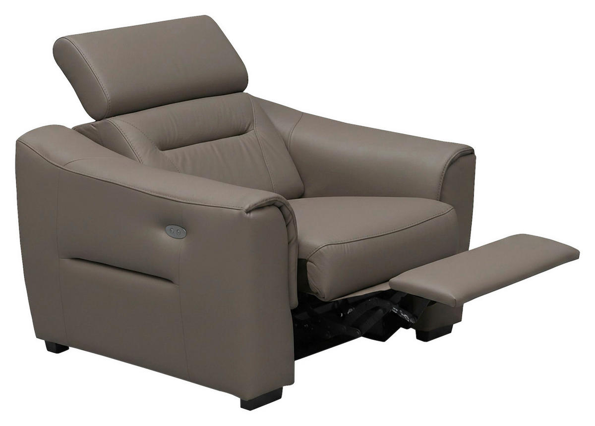 RELAXSESSEL in Textil, Leder Schlammfarben  - Wengefarben/Schlammfarben, Design, Leder/Holz (100/104/102cm) - Celina Home