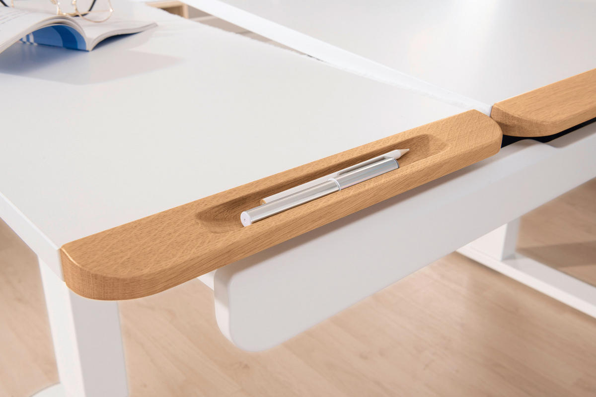 IFJÚSÁGI ÍRÓASZTAL  - rózsaszín/fehér, Basics, faalapú anyag/fém (130/75/53-79cm) - Paidi