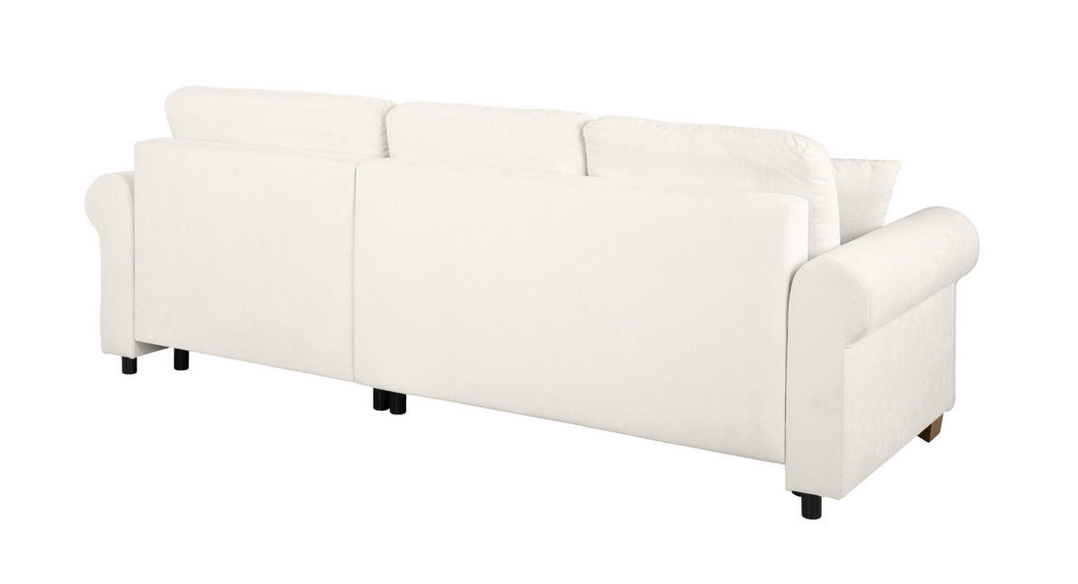 ECKSOFA in Creme  - Buchefarben/Creme, Design, Holz/Textil (266/161cm) - MID.YOU