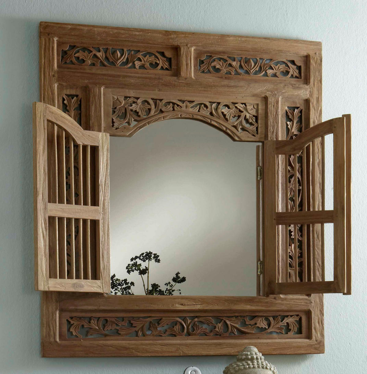 SPIEGEL 80/90/3,5 cm    in quadratisch  - Naturfarben, Design, Glas/Holz (80/90/3,5cm) - MID.YOU