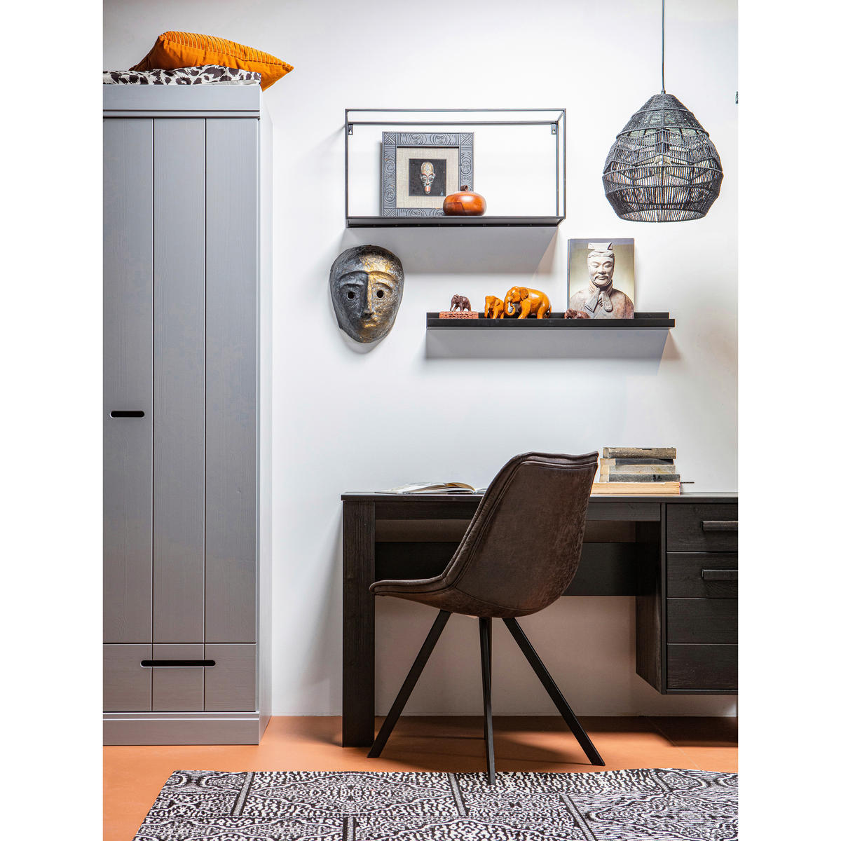 DREHTÜRENSCHRANK  in Grau  - Grau, Design, Holz (94/195/53cm) - Livetastic