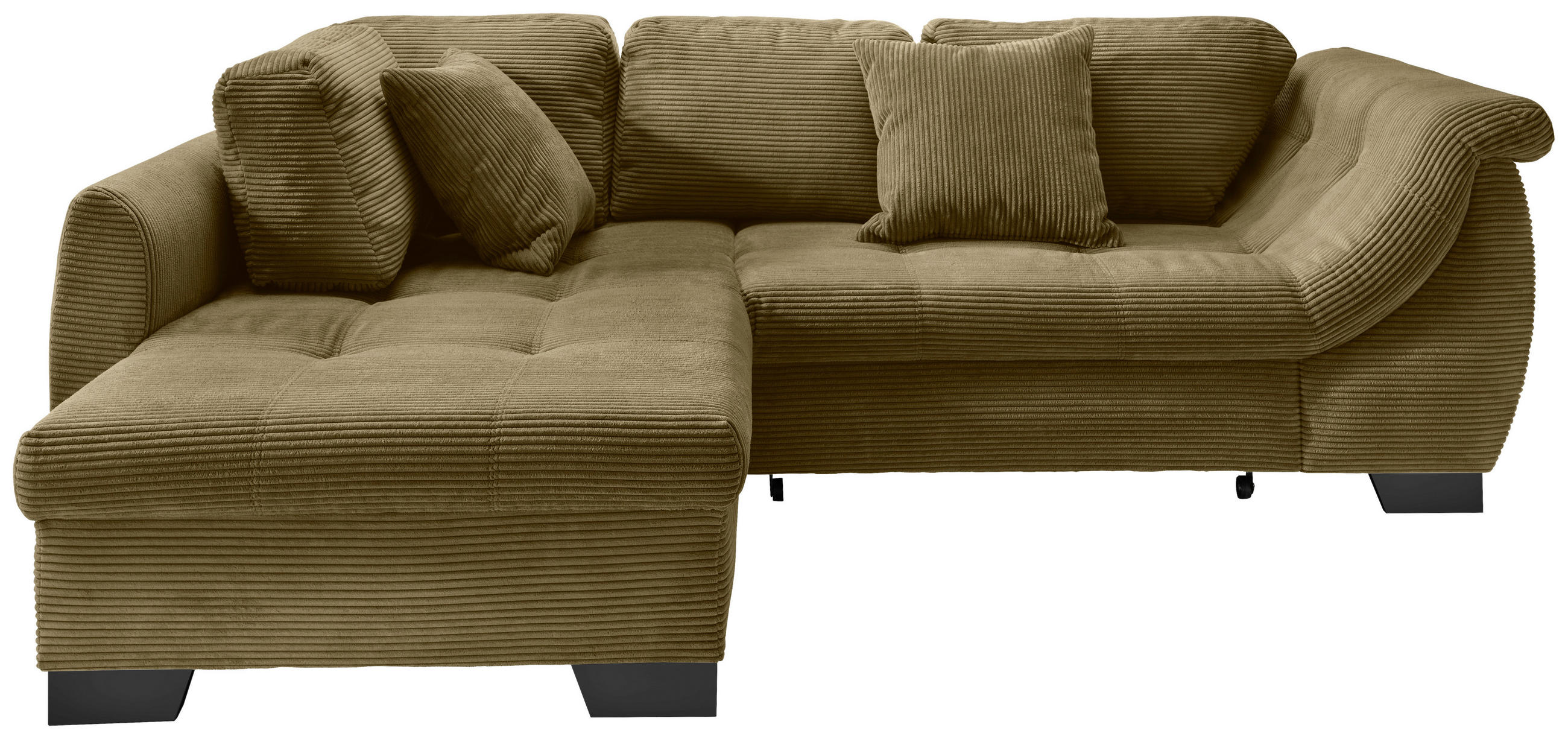 ECKSOFA  in Cord Olivgrün  - Schwarz/Olivgrün, Design, Holz/Textil (190/250cm) - MID.YOU