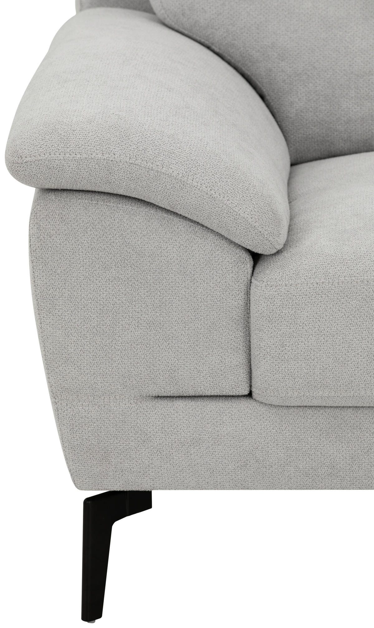 BOXSPRINGSOFA in Textil Grau  - Schwarz/Grau, KONVENTIONELL, Textil/Metall (215/92/94cm) - Livetastic