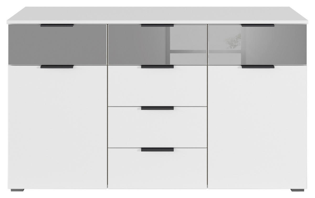 SIDEBOARD 140/81/42 cm  in Weiss  - Weiss/Alufarben, Modern, Glas/Holzwerkstoff (140/81/42cm) - Rauch Möbel