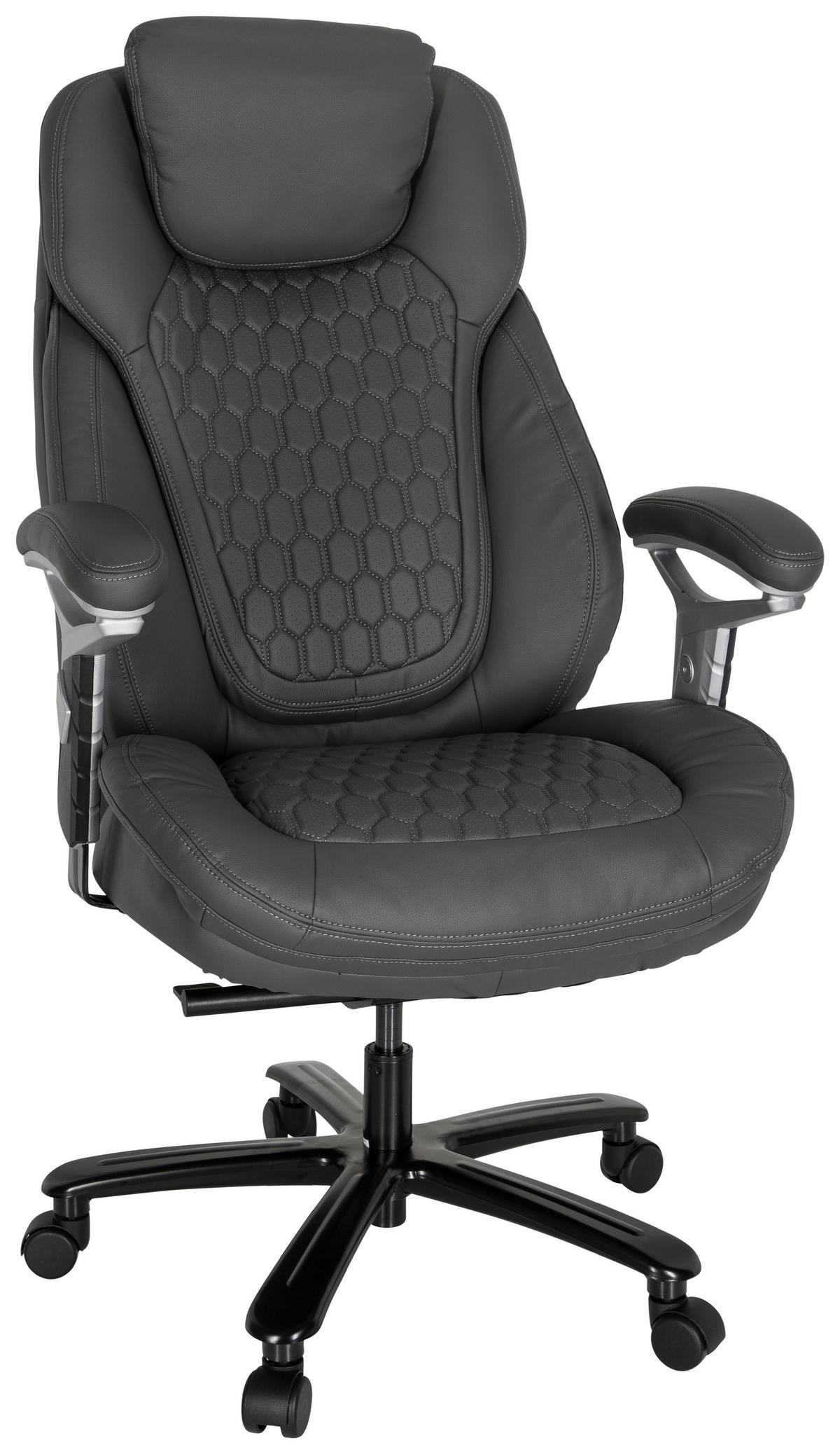 CHEFSESSEL Lederlook Grau, Silberfarben  - Silberfarben/Grau, MODERN, Kunststoff/Textil (73/138/85cm) - MID.YOU