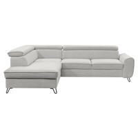 ECKSOFA in Flachgewebe Hellgrau  - Hellgrau/Schwarz, Design, Textil/Metall (200/250cm) - Stylife