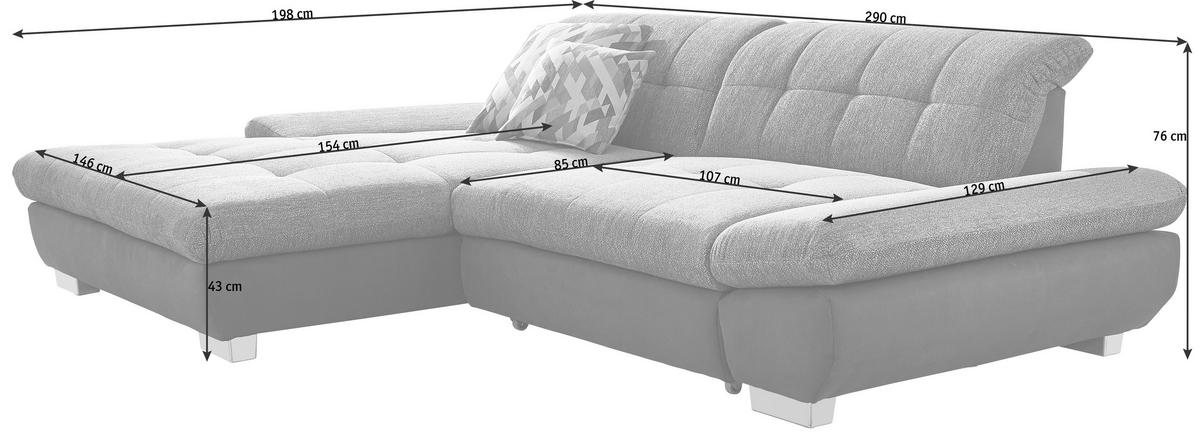 ECKSOFA in Mikrofaser Orange  198/290 cm  - Schwarz/Orange, Design, Textil/Metall (198/290cm) - Xora
