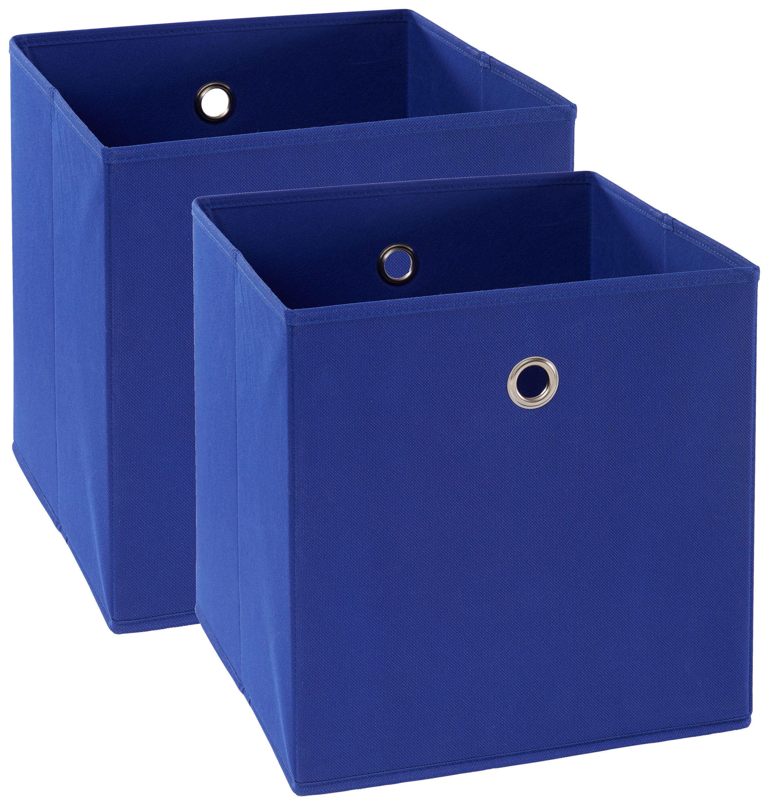 FALTBOX 2er Set Metall, Textil, Karton Blau, Silberfarben  - Blau/Silberfarben, Design, Karton/Textil (32/32/32cm) - Carryhome