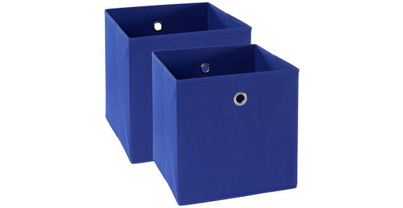 FALTBOX 2er Set Metall, Textil, Karton Blau, Silberfarben  - Blau/Silberfarben, Design, Karton/Textil (32/32/32cm) - Carryhome