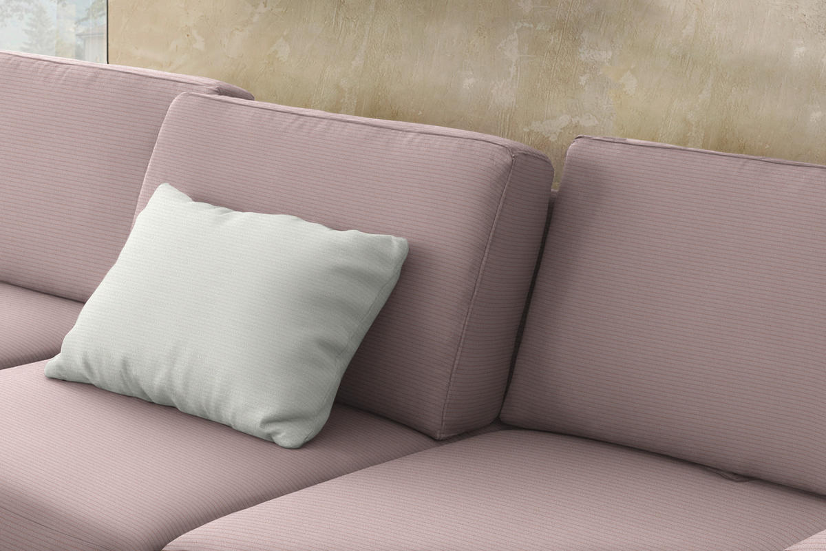 ECKSOFA  in Cord Rosa Rücken echt, Sitztiefenverstellung  185/298 cm  - Schwarz/Rosa, Design, Textil/Metall (185/298cm) - Pure Home Lifestyle