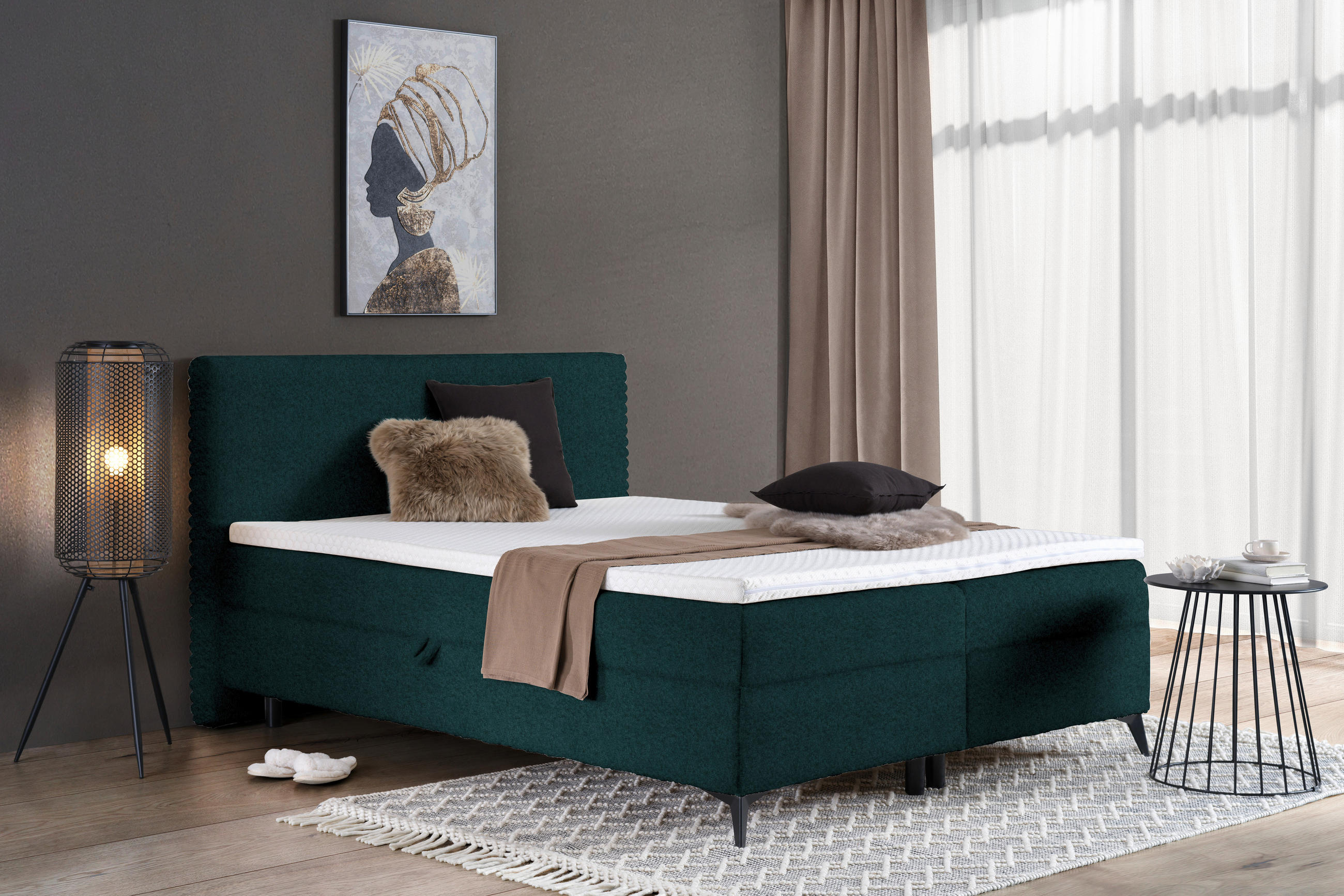 BOXBETT 140/200 cm  in Opal  - Opal/Schwarz, Design, Holz/Holzwerkstoff (140/200cm) - Xora