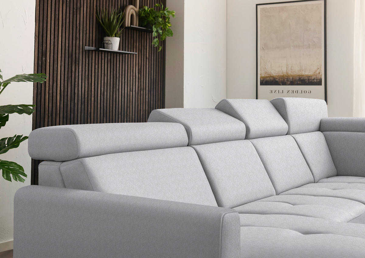WOHNLANDSCHAFT Beldomo System in Flachgewebe Ecru  - Ecru/Schwarz, KONVENTIONELL, Textil/Metall (174/333/215cm) - Beldomo System