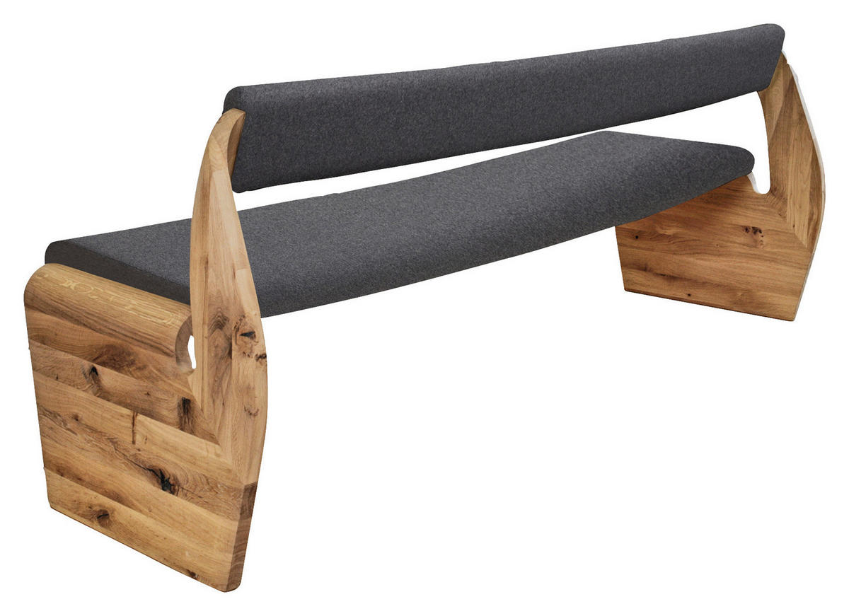 SITZBANK 227/84/69,6 cm Filz Grau, Eichefarben Altholz, Eiche massiv Holz  - Eichefarben/Grau, Design, Holz/Textil (227/84/69,6cm) - Voglauer