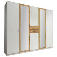 GARDEROB 225/208/58 cm 6-dörrar - vit/aluminiumfärg, Modern, trämaterial/trä (225/208/58cm) - P & B