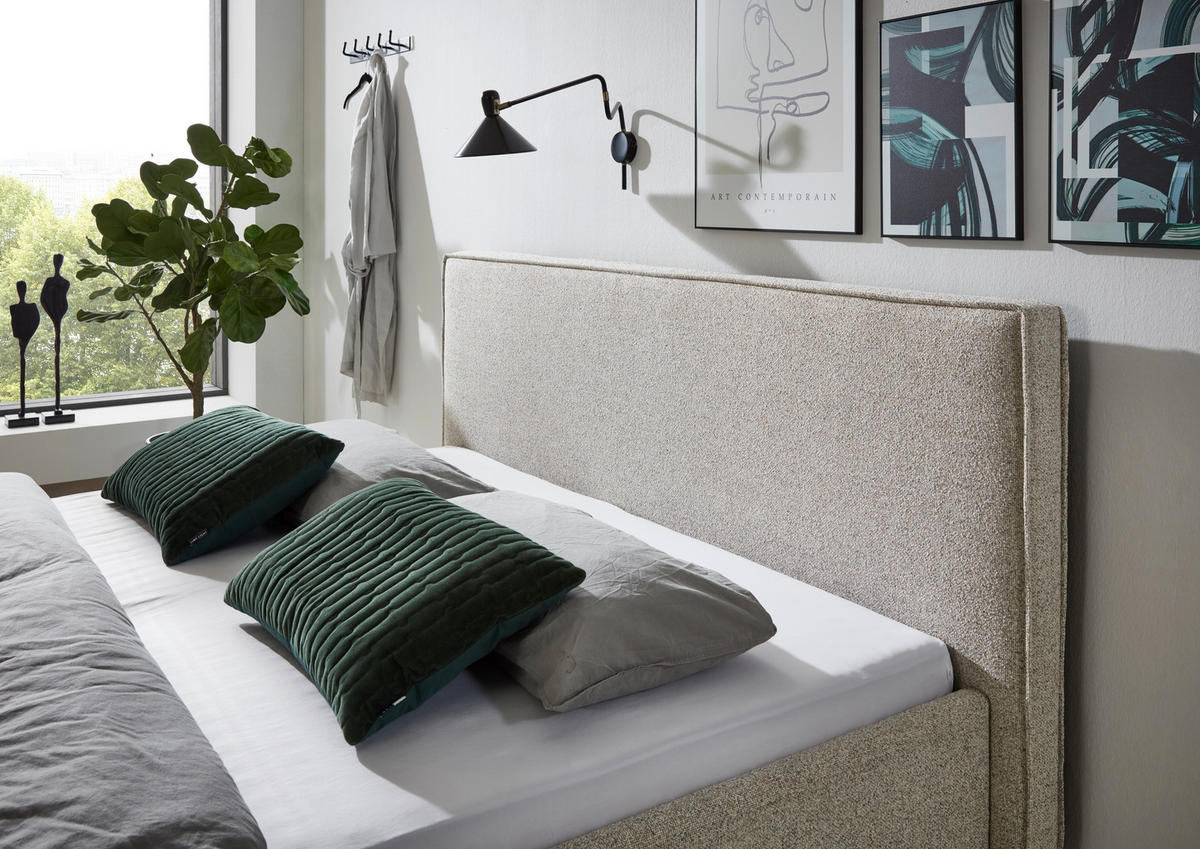 POLSTERBETT 180/200 cm  in Beige  - Beige/Schwarz, Design, Textil/Metall (180/200cm) - home24