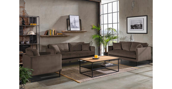 2-SITZER-SOFA in Samt Braun  - Schwarz/Braun, Design, Textil/Metall (150/78/84cm) - Carryhome