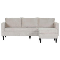 ECKSOFA Beige Cord  - Beige/Schwarz, KONVENTIONELL, Holz/Textil (218/150cm) - Boxxx