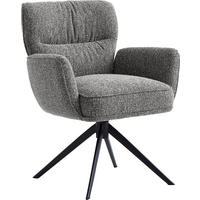 ARMLEHNSTUHL  in Eisen Leinenoptik  - Anthrazit/Schwarz, Design, Textil/Metall (67/86/68cm) - Novel