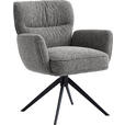 ARMLEHNSTUHL  , Stoffauswahl, Sitzfläche 360° drehbar, automatische Rückholfunktion  , Leinenoptik  ,  - Anthrazit/Schwarz, Design, Textil/Metall (67/86/68cm) - Novel