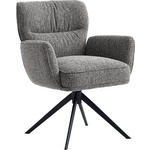 ARMLEHNSTUHL  in Eisen Leinenoptik  - Anthrazit/Schwarz, Design, Textil/Metall (67/86/68cm) - Novel