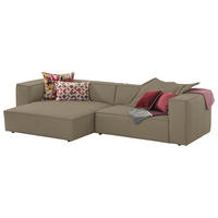 ECKSOFA around the block Braun, Grau Echtleder Rückenkissen, Rücken echt  - Schwarz/Braun, MODERN, Leder/Kunststoff (164/300cm) - Chilliano