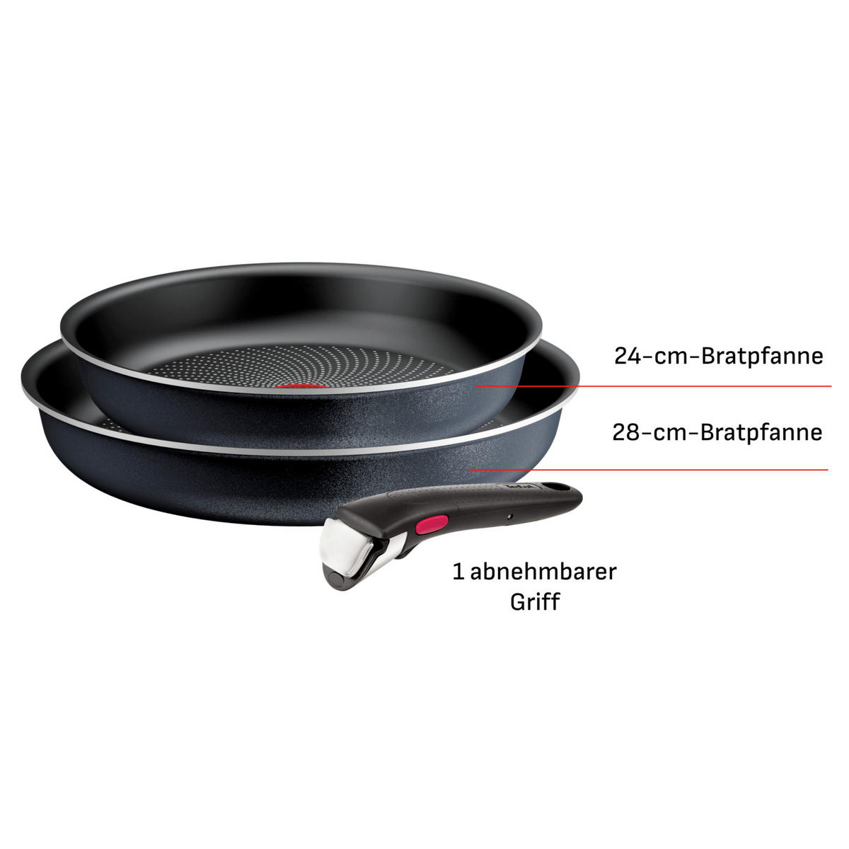 PFANNENSET Ingenio Aluminium 2-teilig  - Schwarz, Basics, Metall (24 / 28cm) - Tefal