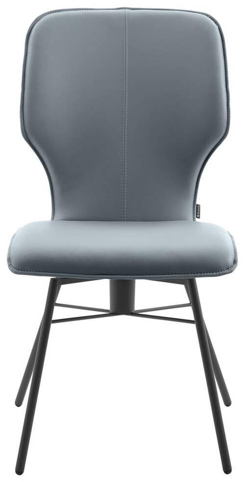 STUHL Echtleder Grau  - Dunkelgrau/Grau, Design, Leder/Metall (49/95/63cm) - Musterring