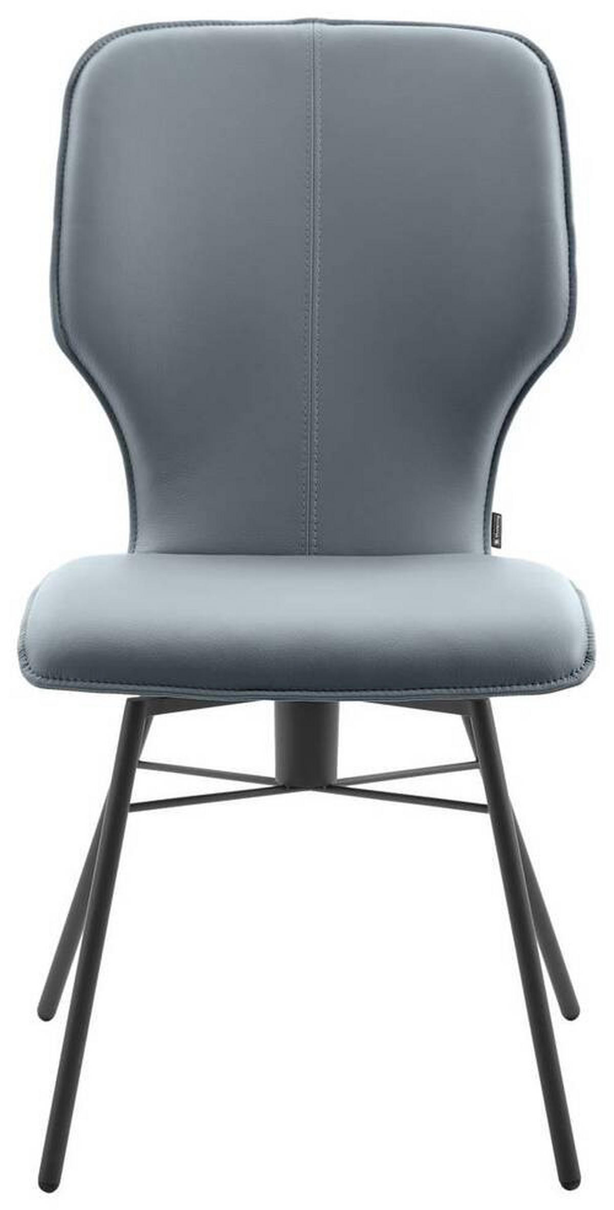 STUHL Echtleder Grau  - Dunkelgrau/Grau, Design, Leder/Metall (49/95/63cm) - Musterring