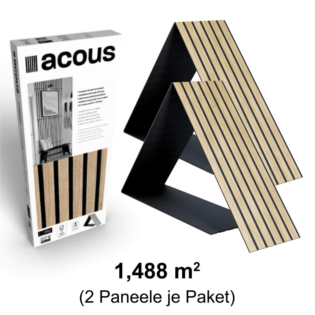 AKUSTIKPANEEL Echtholz Eiche hell Compact 2 Stück  - Hellbraun/Eichefarben, Basics, Holz/Holzwerkstoff (30.5/244/1.03cm) - Novel
