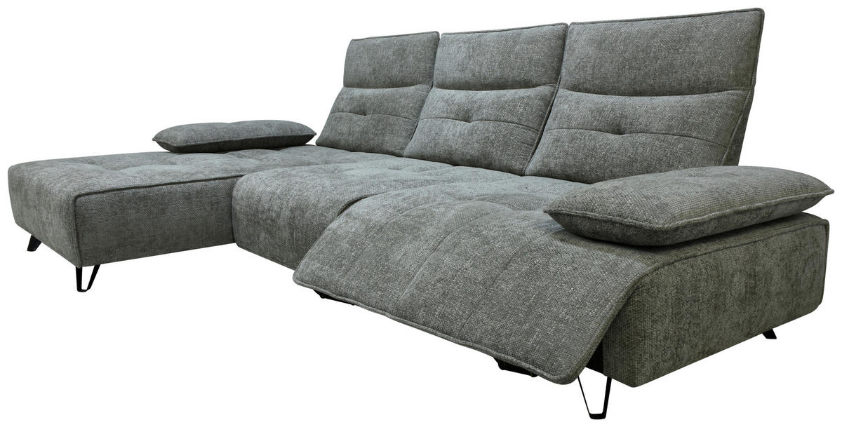 ECKSOFA Grau Chenille  - Schwarz/Grau, Design, Kunststoff/Textil (162/314cm) - Livetastic