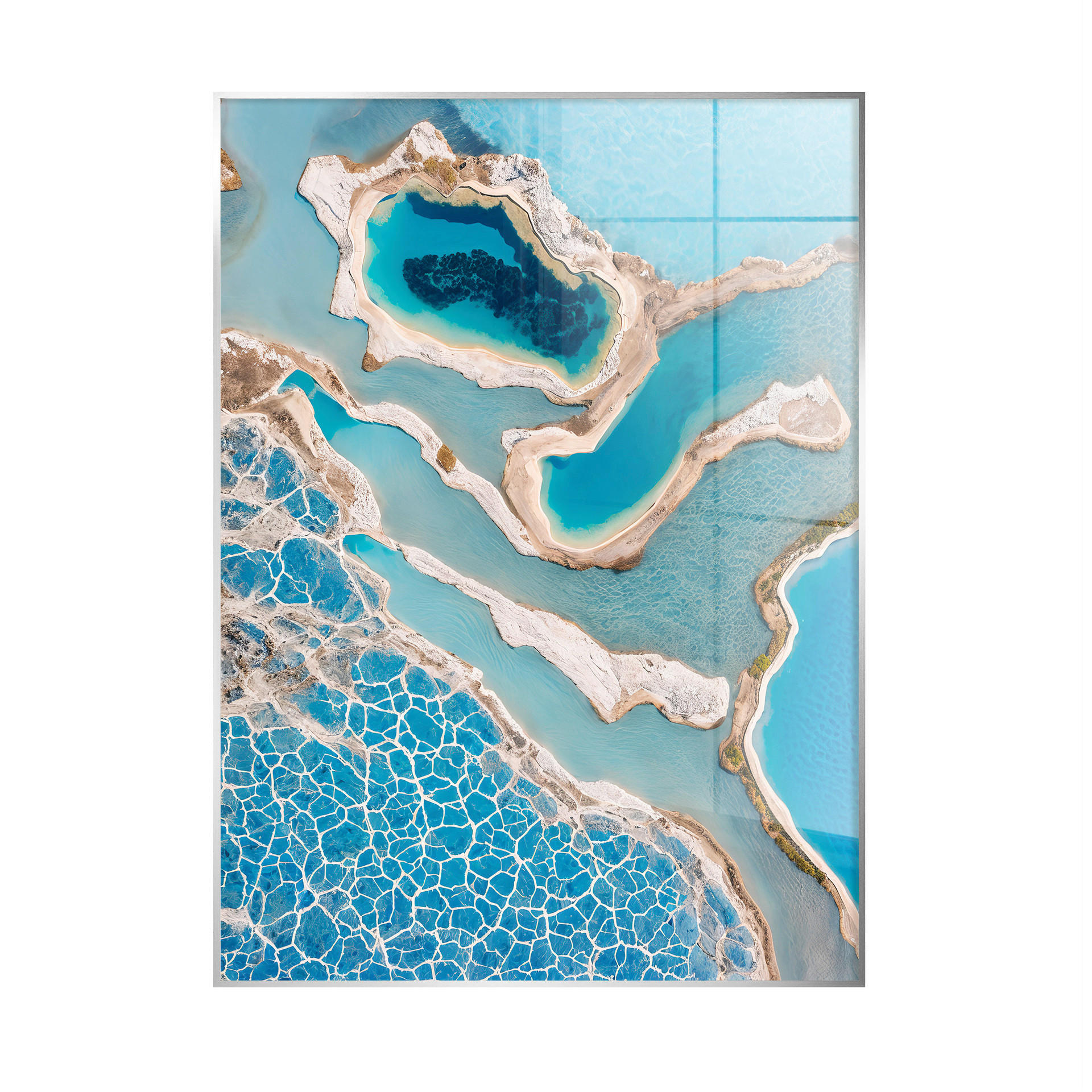 GLASBILD 80/120 cm  - Blau/Beige, Basics, Glas/Holz (80/120cm)