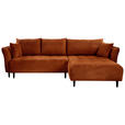 ECKSOFA Rostfarben Chenille  - Rostfarben/Schwarz, KONVENTIONELL, Holz/Textil (290/160cm) - Carryhome