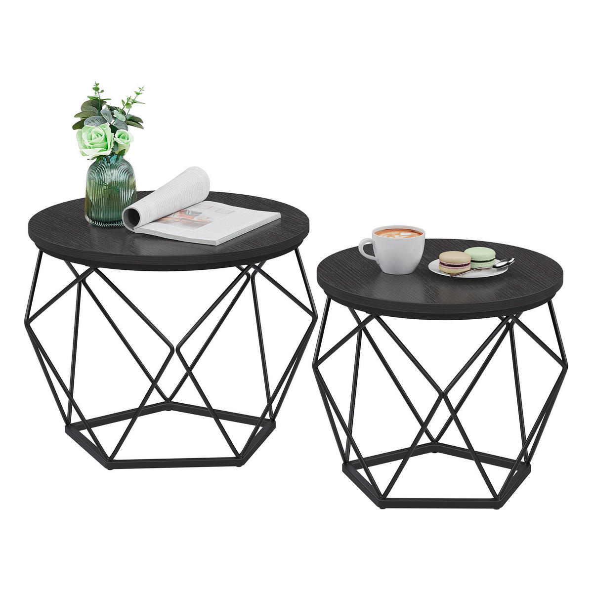 SADA KONFERENČNÍCH STOLKŮ, černá, kov, kompozitní dřevo, 50/50/40,6 cm - černá, Trend, kov/kompozitní dřevo (50/50/40,6cm) - MID.YOU
