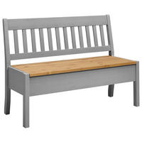 SITZBANK 130/93/58 cm Grau, Laugenfarbig Kiefer massiv  - Laugenfarbig/Grau, ROMANTIK / LANDHAUS, Holz (130/93/58cm) - Boxxx