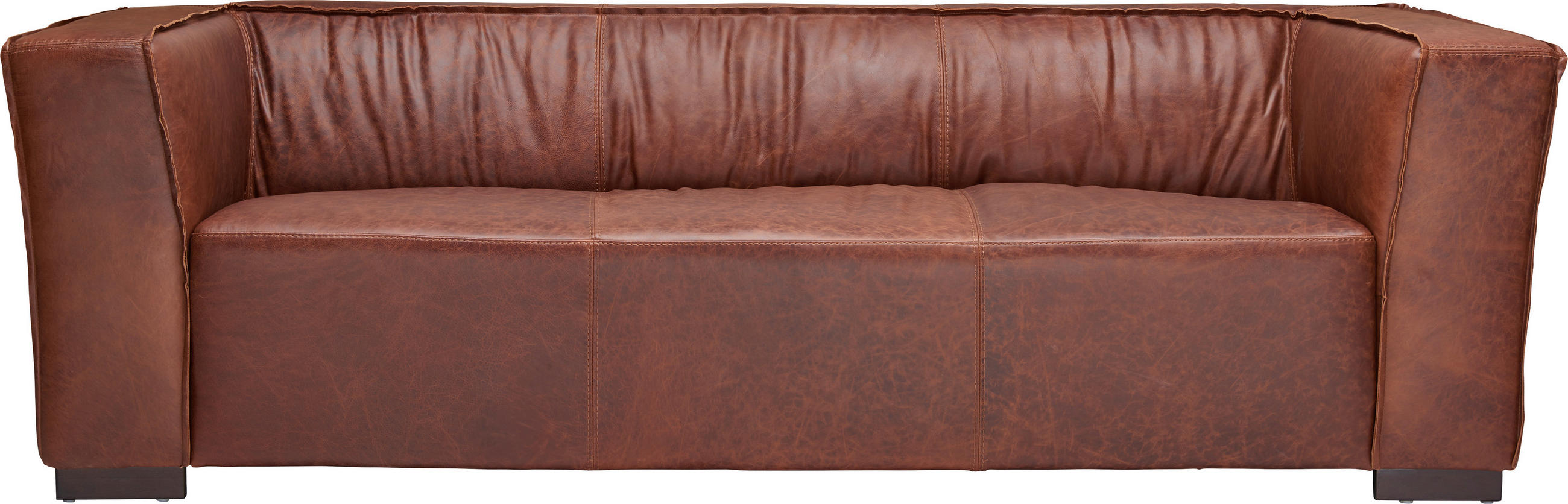 POHOVKA, hnedá, pravá koža - hnedá, Trend, koža/drevo (228/72/90cm) - Ambia Home