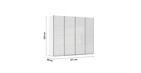 SCHWEBETÜRENSCHRANK  in Weiß  - Chromfarben/Weiß, KONVENTIONELL, Glas/Holzwerkstoff (271/223/68cm) - Novel
