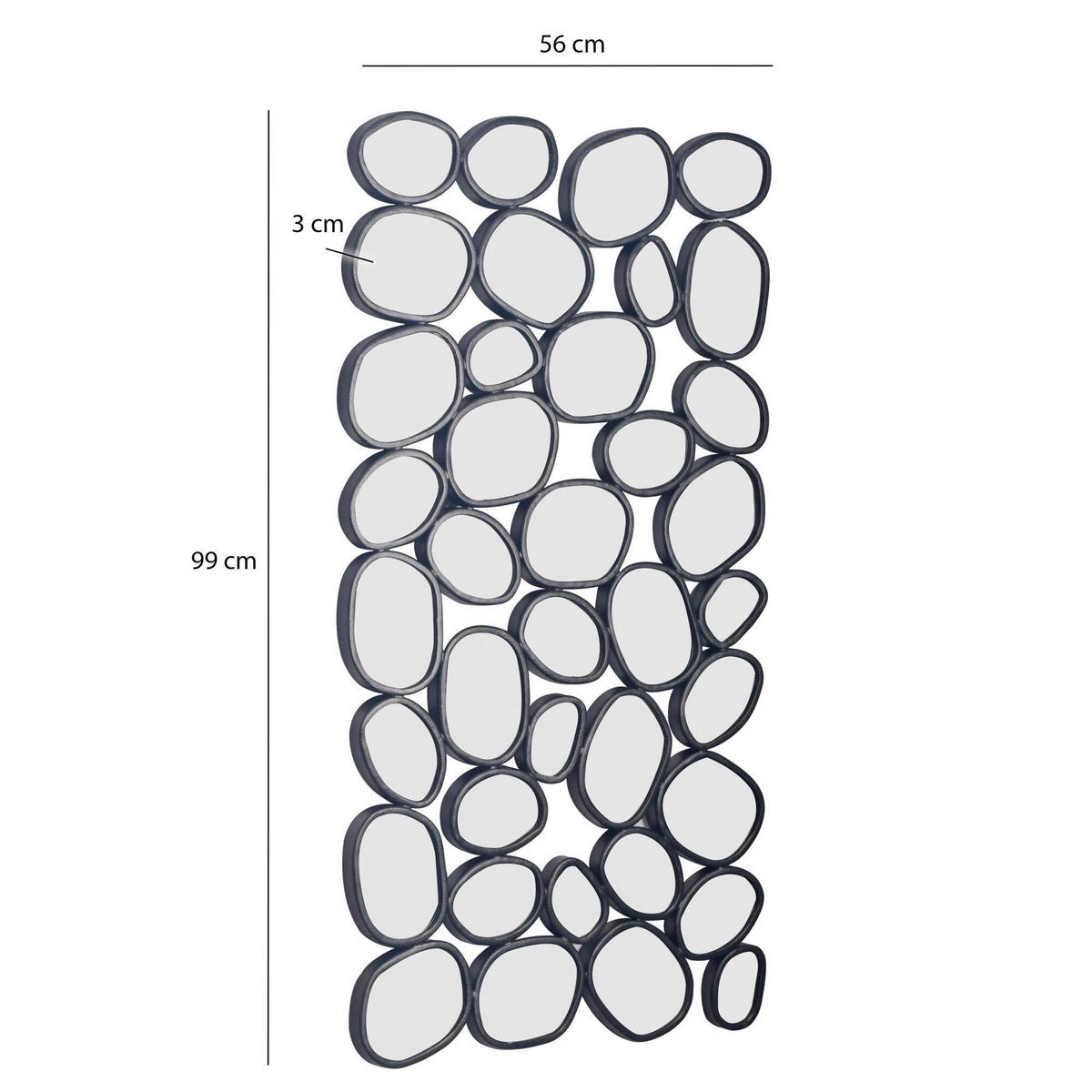 ZRCADLO 56/99/3 cm  - černá, Design, kov/sklo (56/99/3cm) - Livetastic