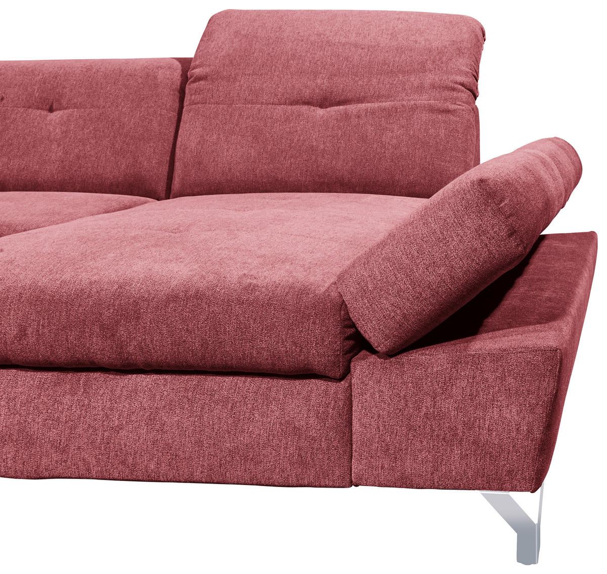 WOHNLANDSCHAFT Beere Mikrovelours  - Beere/Silberfarben, MODERN, Textil/Metall (245/350/168cm) - MID.YOU