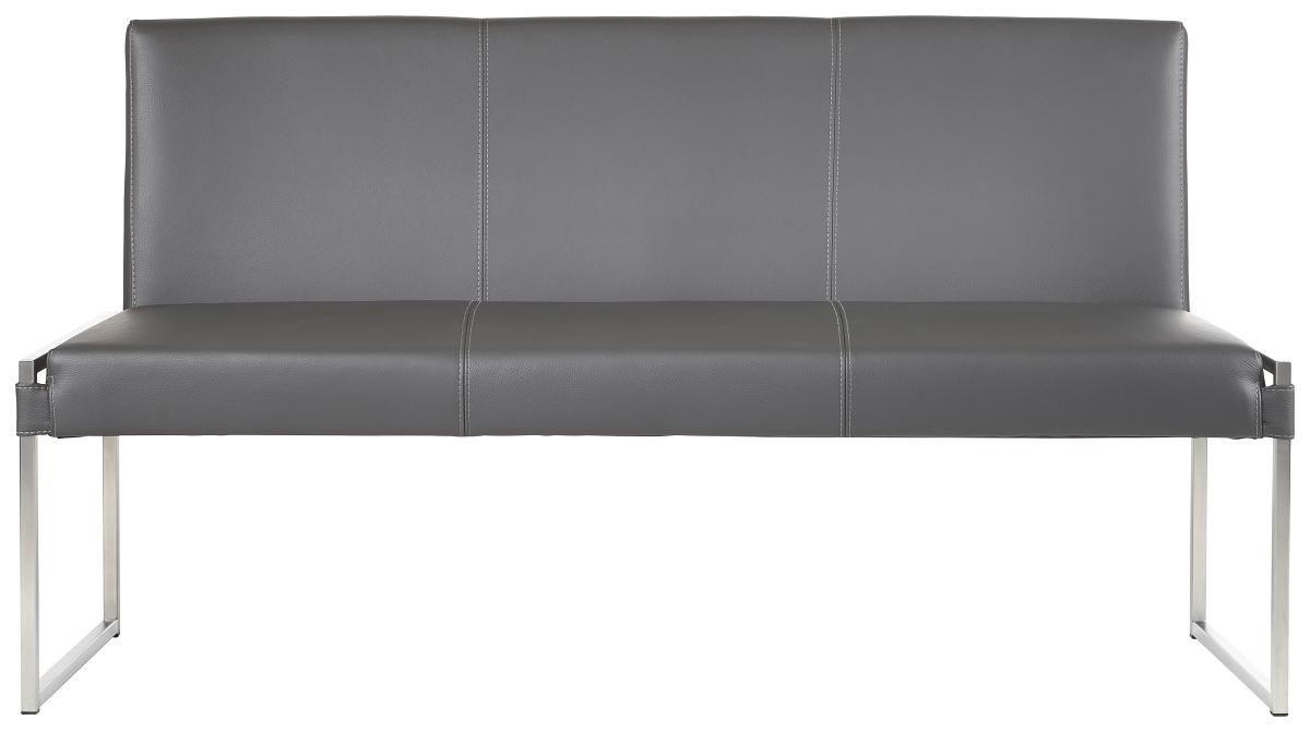 SITZBANK 140/86/47 cm Echtleder Grau Metall  - Edelstahlfarben/Grau, Design, Leder/Metall (140/86/47cm) - Bert Plantagie