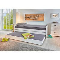 AUSZIEHBETT 90/200 cm,  in Weiß, Lattenrost, Bettschublade  - Naturfarben/Weiß, KONVENTIONELL, Holz (90/200cm) - MID.YOU