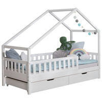 HAUSBETT Absturzsicherung, Rollrost, Bettschublade 140/200 cm  in Weiß  - Naturfarben/Weiß, MODERN, Holz (140/200cm) - MID.YOU