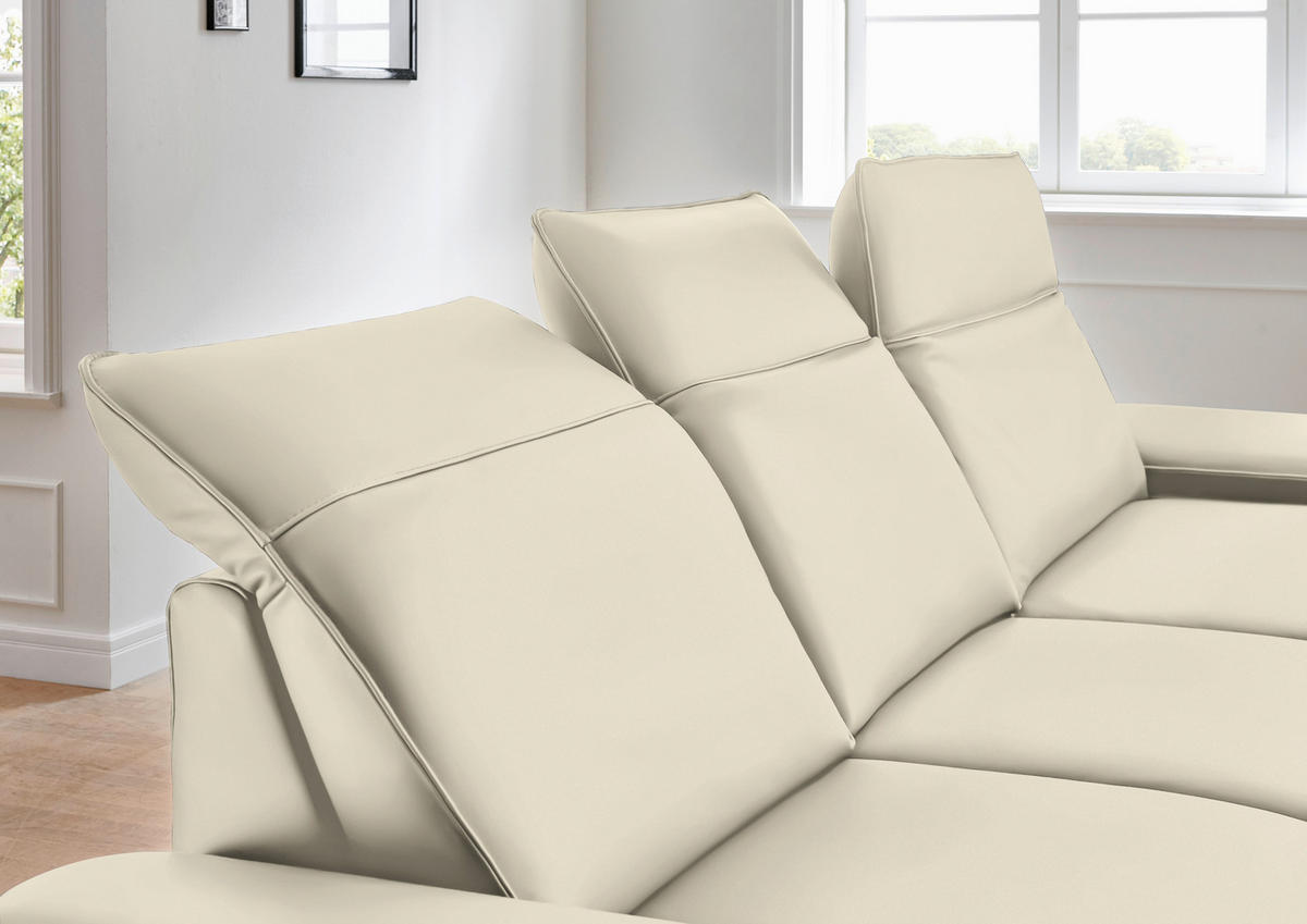 ECKSOFA in Echtleder Naturfarben  - Schwarz/Naturfarben, Design, Leder/Metall (328/193cm) - Dieter Knoll