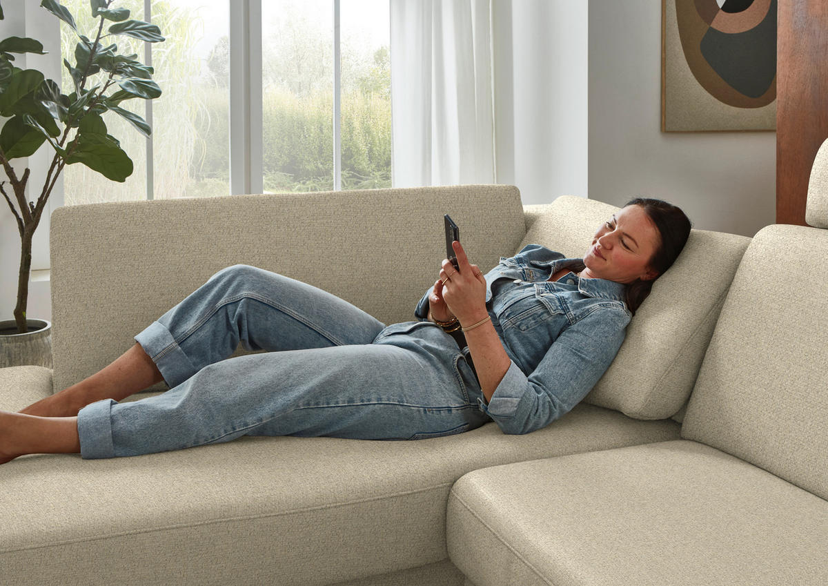 ECKSOFA  Chenille Sandfarben  - Sandfarben/Schwarz, Design, Textil/Metall (182/239cm) - Beldomo Comfort
