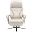 RELAXSESSEL in Leder Creme, Ecru  - Ecru/Edelstahlfarben, Design, Leder/Metall (75/106/88cm) - Dieter Knoll