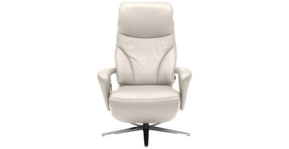 RELAXSESSEL in Leder Creme, Ecru  - Ecru/Edelstahlfarben, Design, Leder/Metall (75/106/88cm) - Dieter Knoll