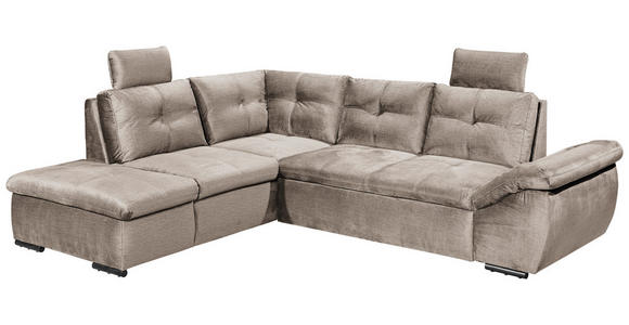 ECKSOFA in Mikrovelours Creme  - Creme/Schwarz, KONVENTIONELL, Kunststoff/Textil (217/265cm) - Carryhome