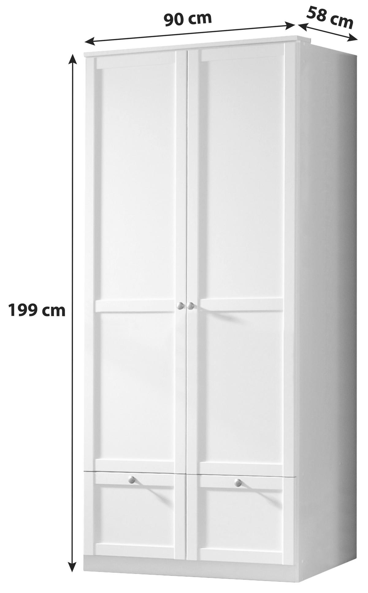 SKRIŇA S OTOČNÝMI DVERAMI, biela, 90/200/58 cm - farba zinku/biela, Lifestyle, kov/kompozitné drevo (90/200/58cm) - MID.YOU