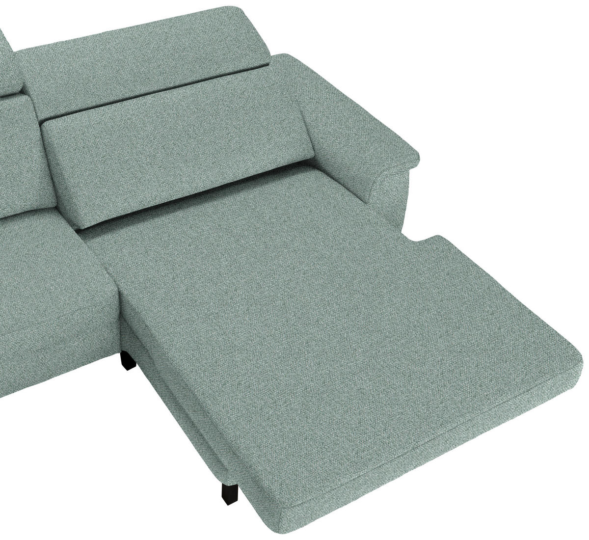 ECKSOFA in Flachgewebe Mintgrün  - Schwarz/Mintgrün, Konventionell, Textil/Metall (304/182cm) - Pure Home Comfort