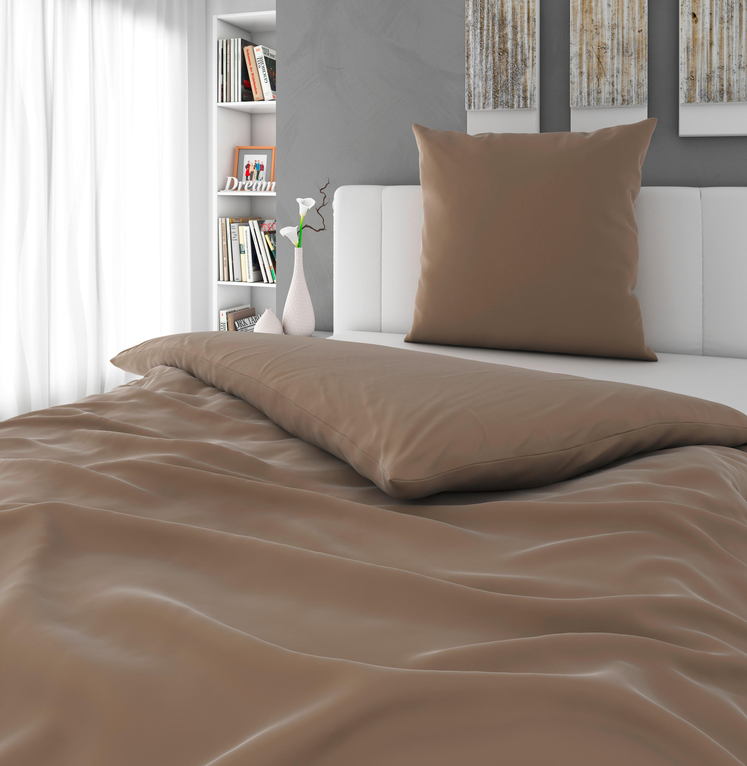 BETTWÄSCHE 135/200 cm Satin  - Beige, Textil (135/200cm) - Novel